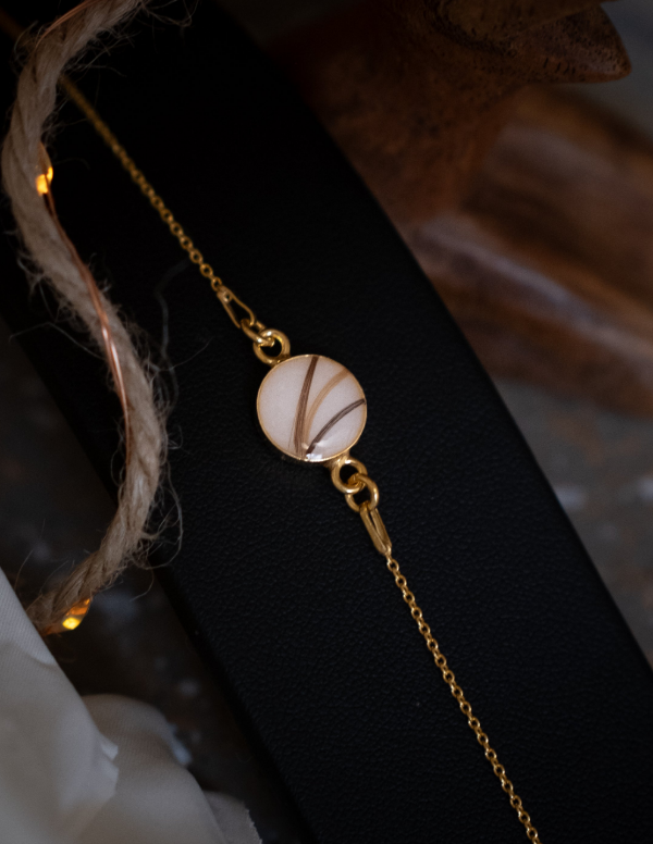 Bracelet - bijou en lait maternel et mèches de cheveux